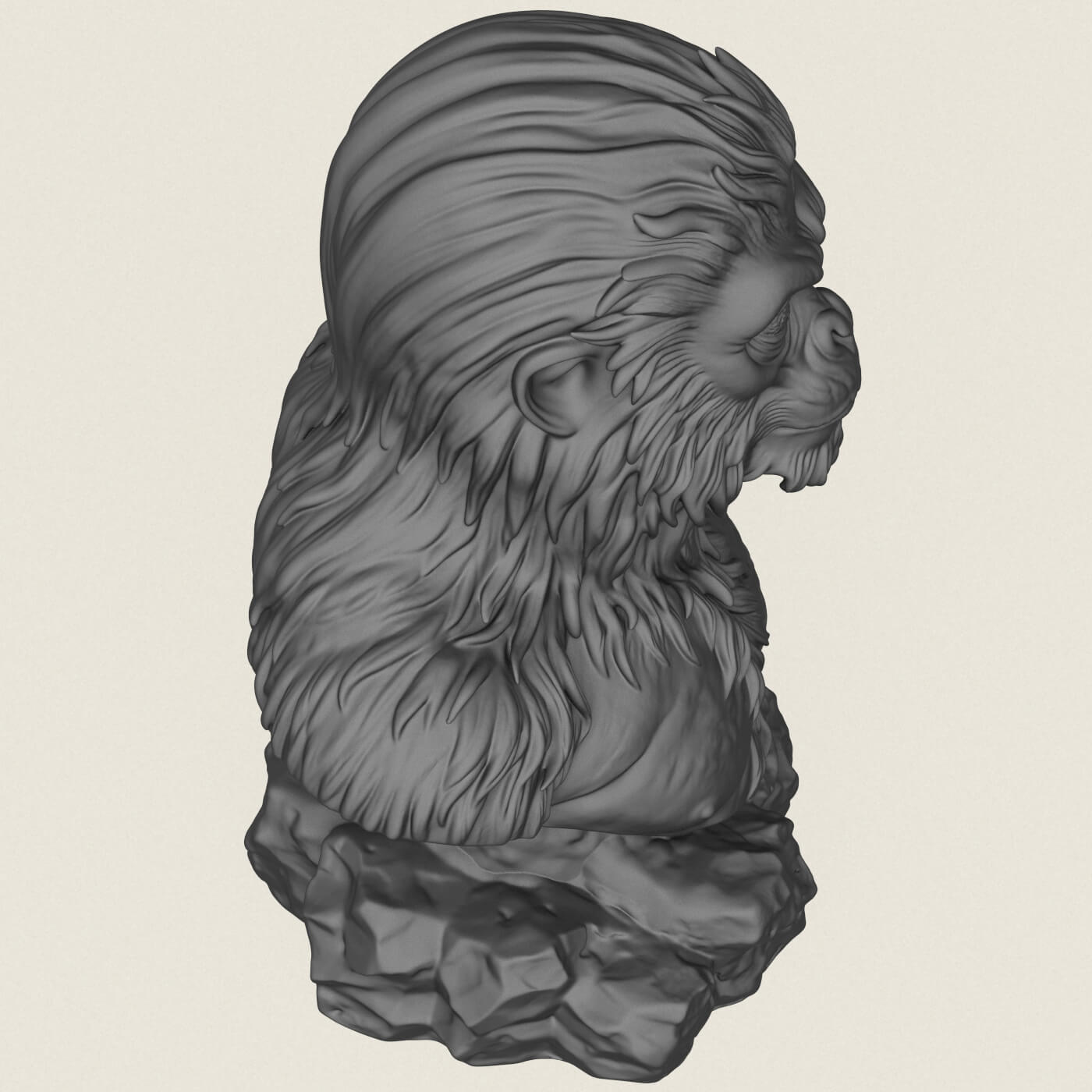 Chewbacca Ape Character Bust 3D Model