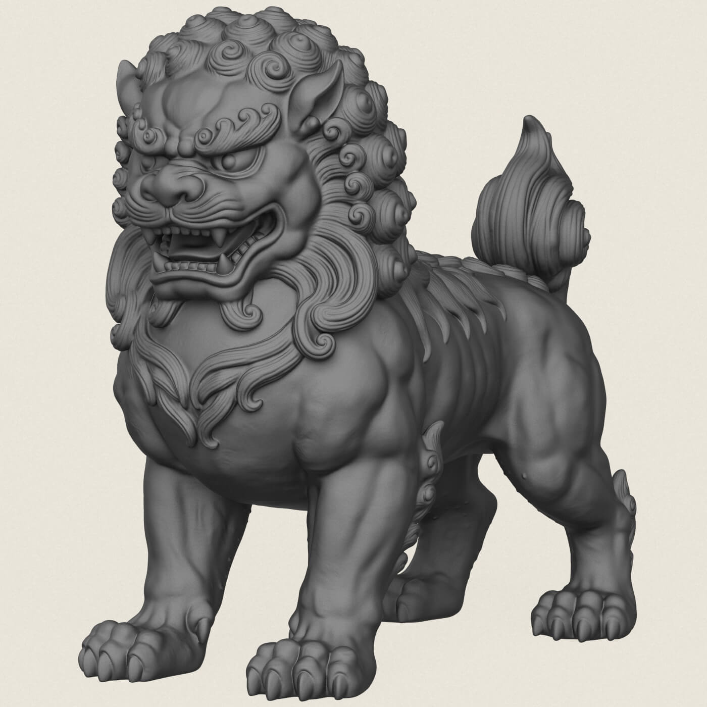Chinese Guardian Mythological Lion 3D Model
