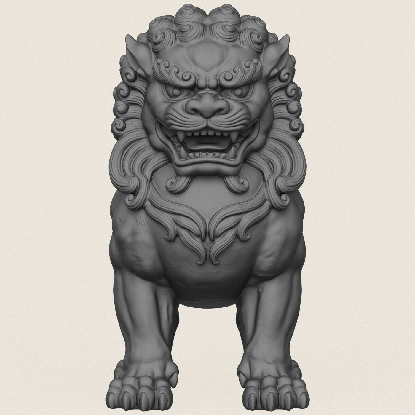 Chinese Guardian Mythological Lion 3D Model