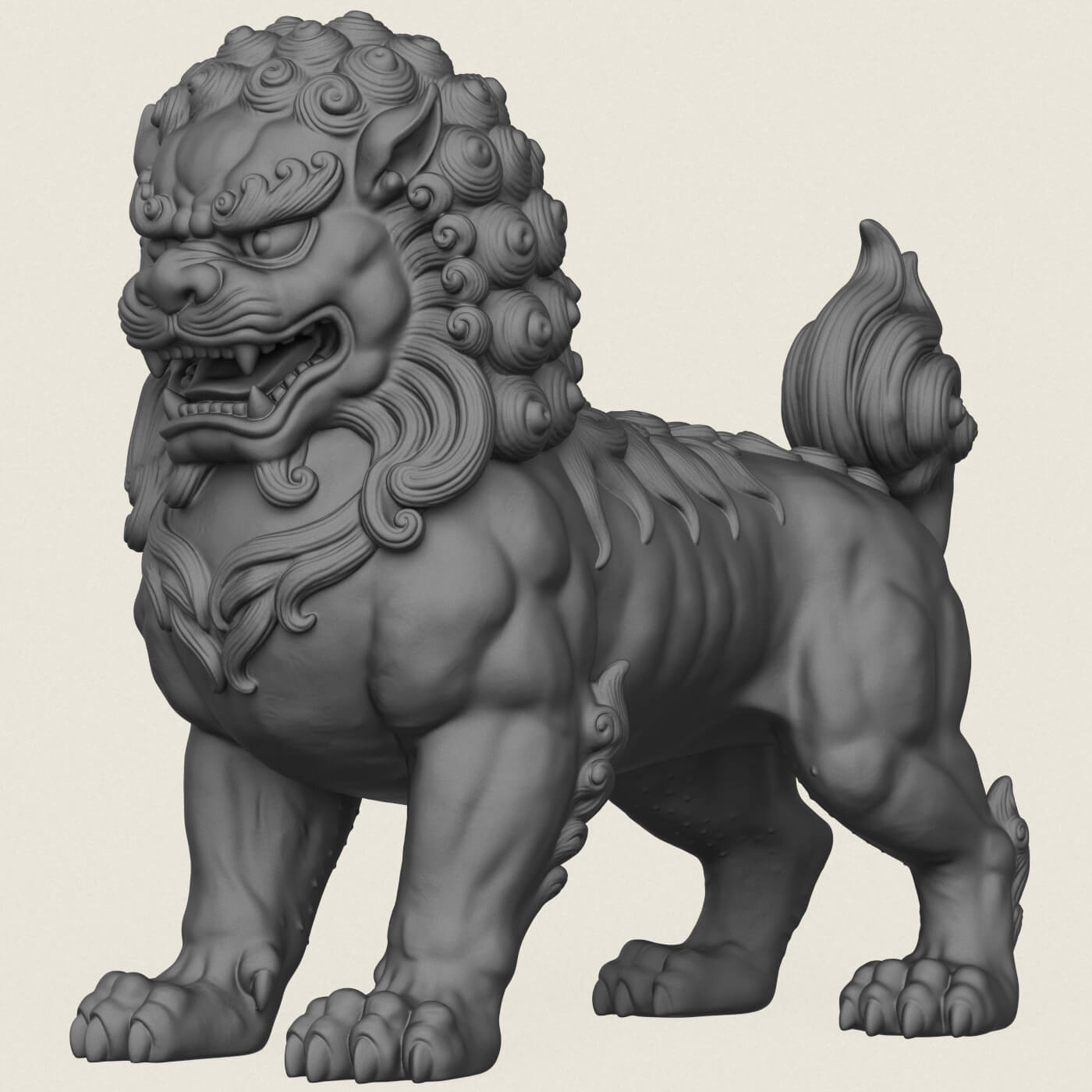 Chinese Guardian Mythological Lion 3D Model