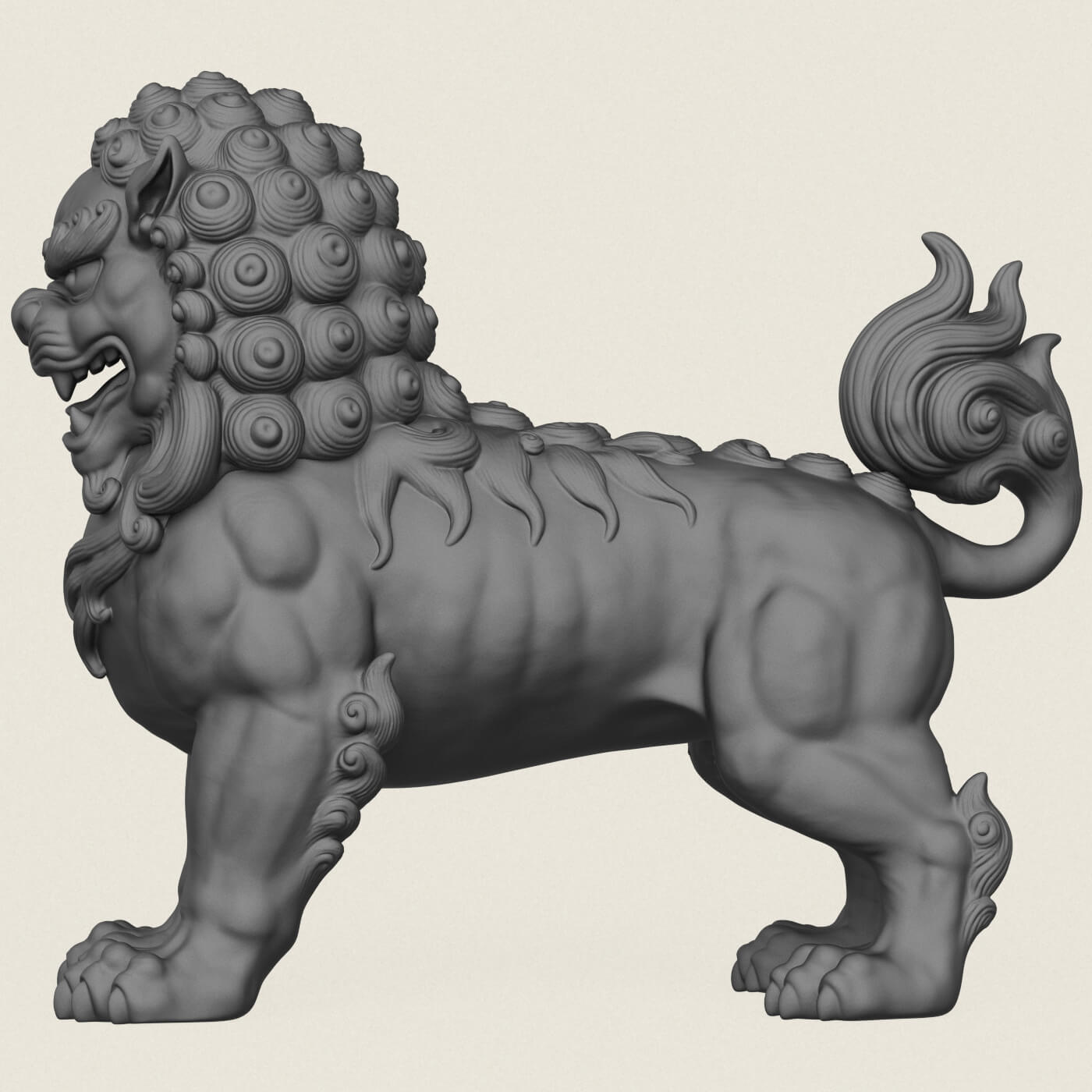 Chinese Guardian Mythological Lion 3D Model