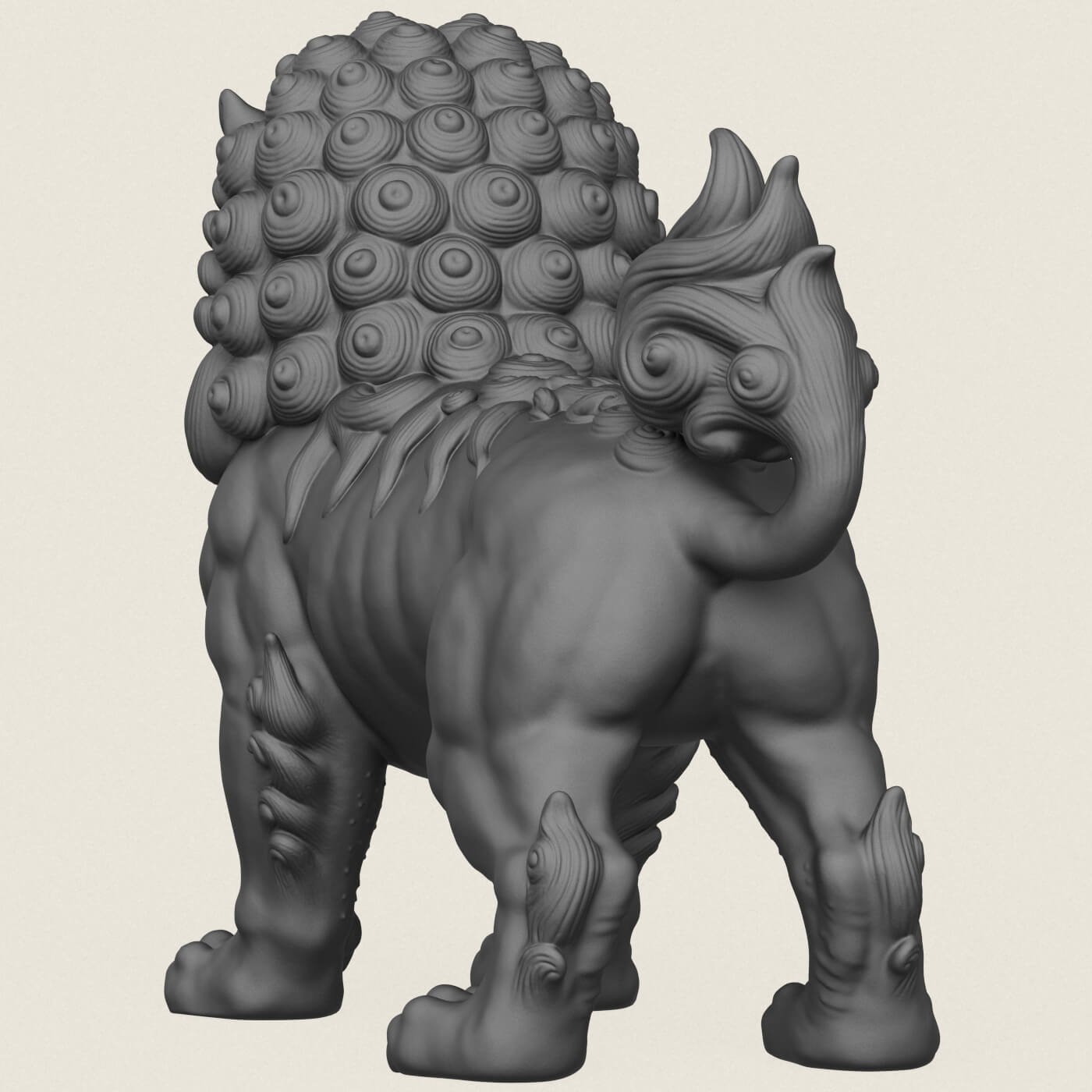 Chinese Guardian Mythological Lion 3D Model