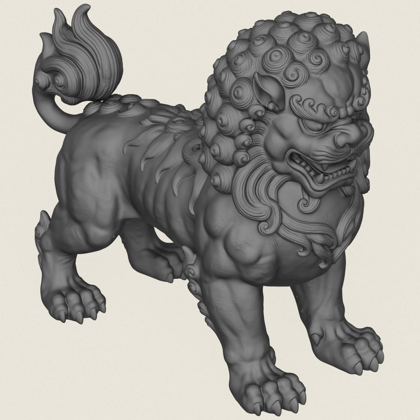Chinese Guardian Mythological Lion 3D Model