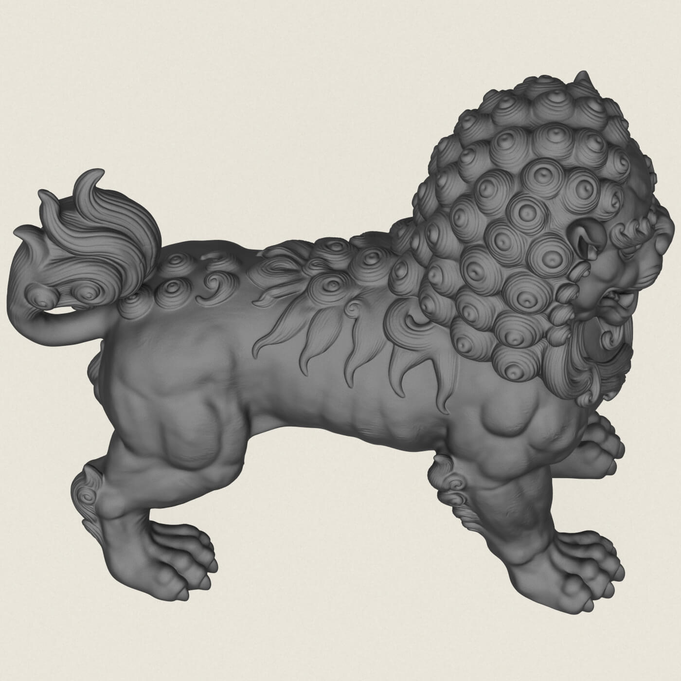 Chinese Guardian Mythological Lion 3D Model
