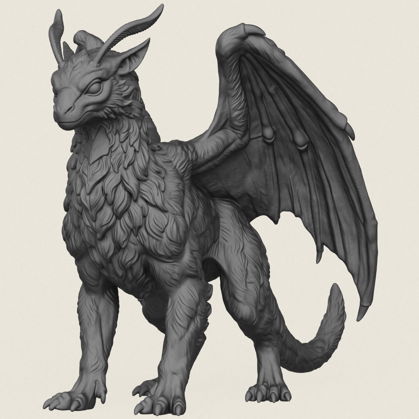 Feathered Dragon Miniature 3D Model
