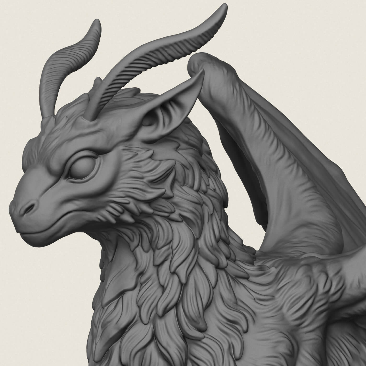 Feathered Dragon Miniature 3D Model