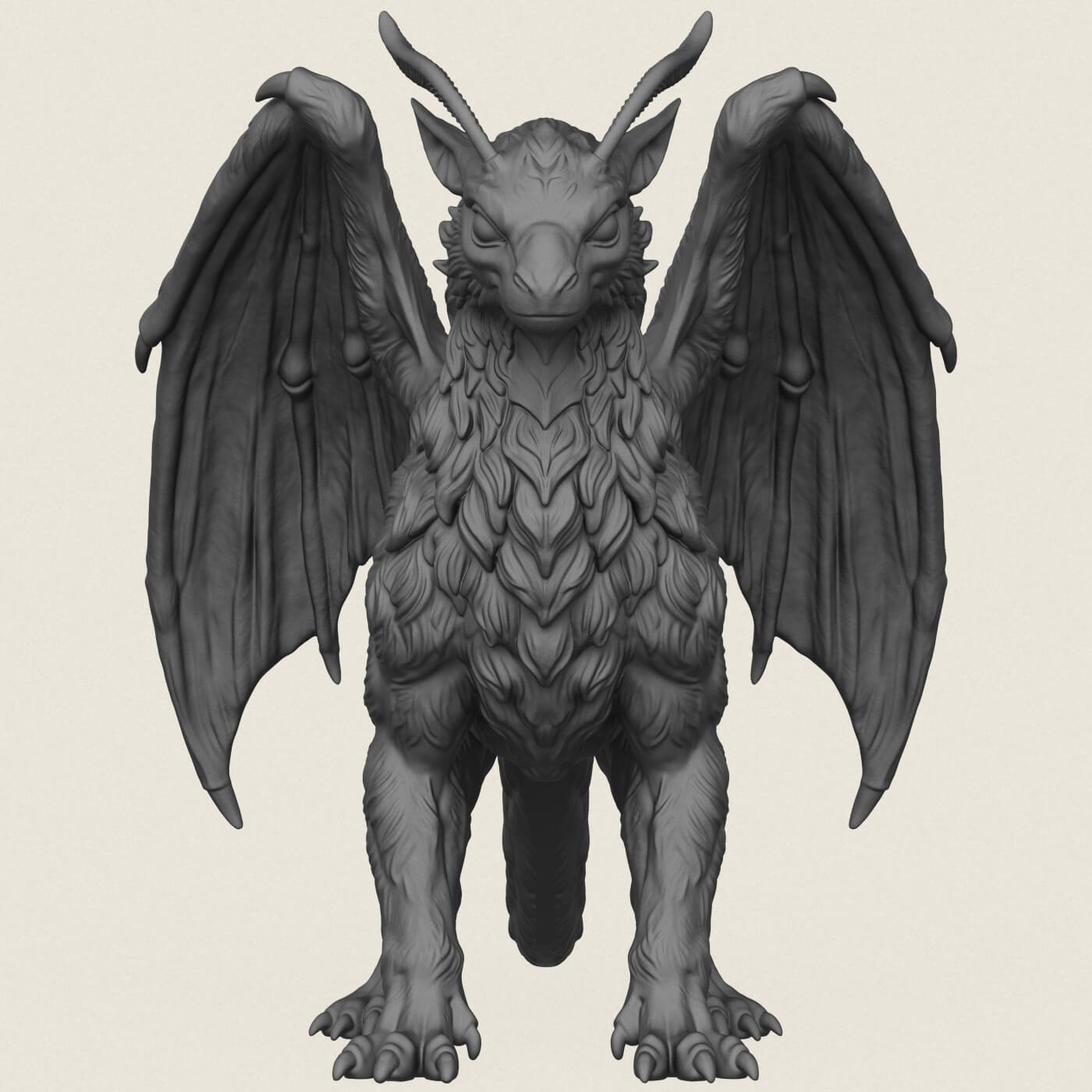 Feathered Dragon Miniature 3D Model