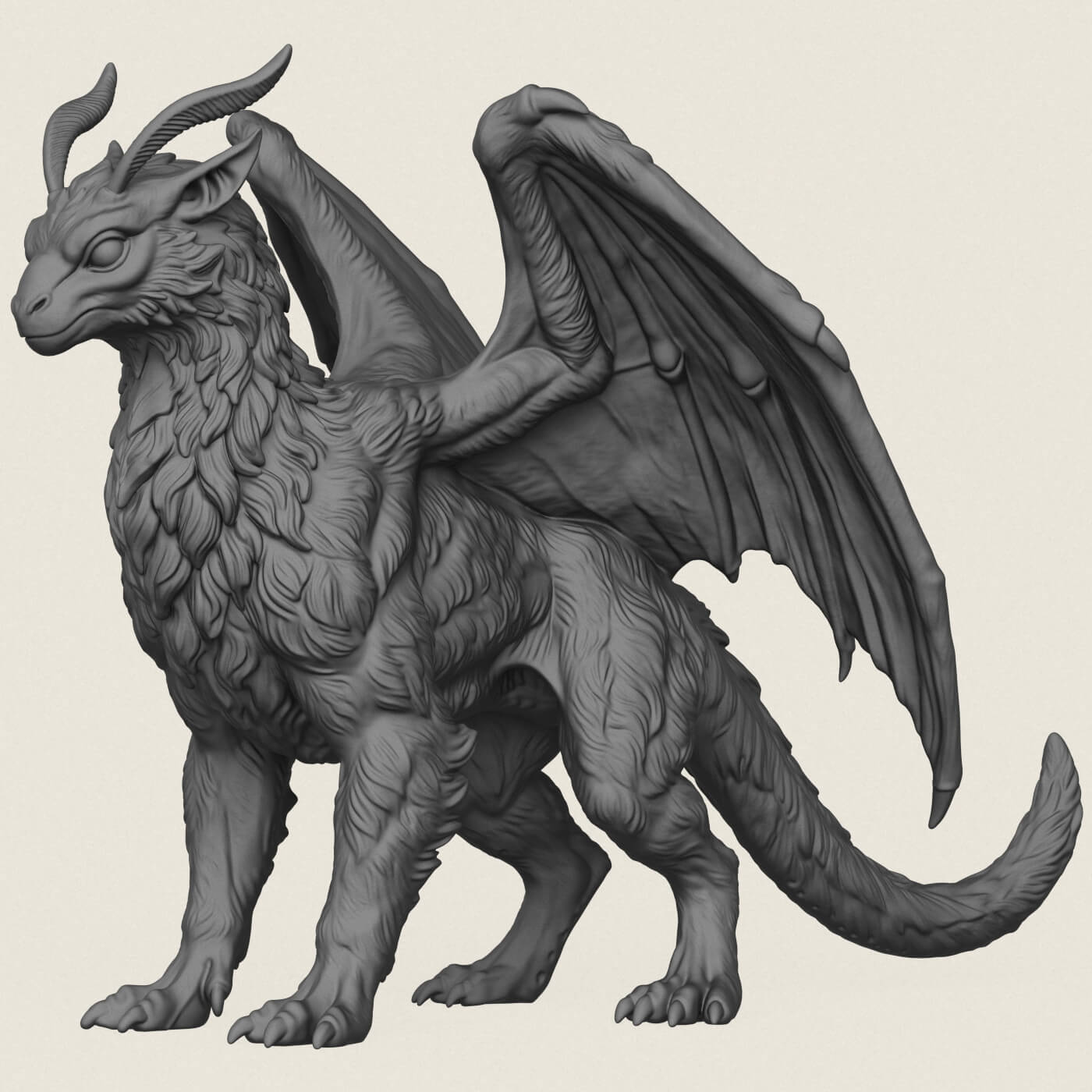 Feathered Dragon Miniature 3D Model