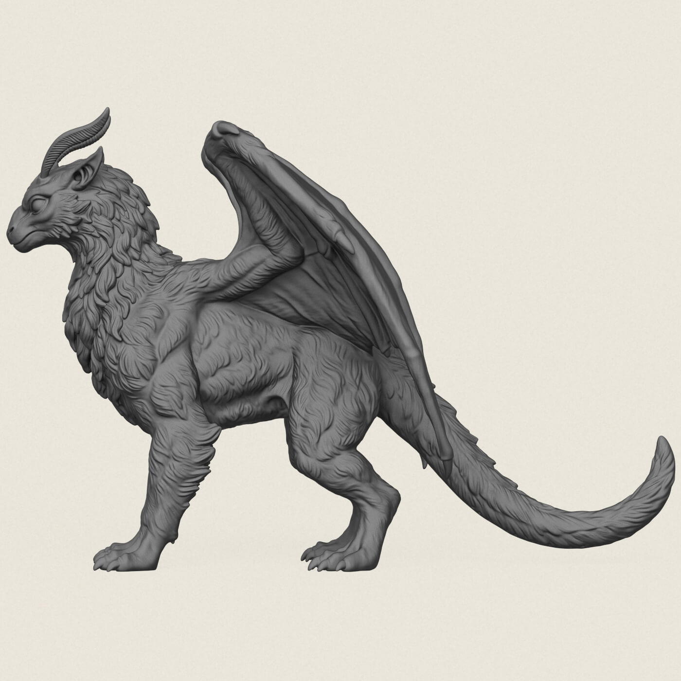 Feathered Dragon Miniature 3D Model