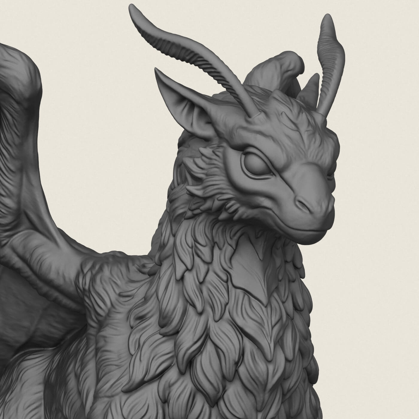Feathered Dragon Miniature 3D Model