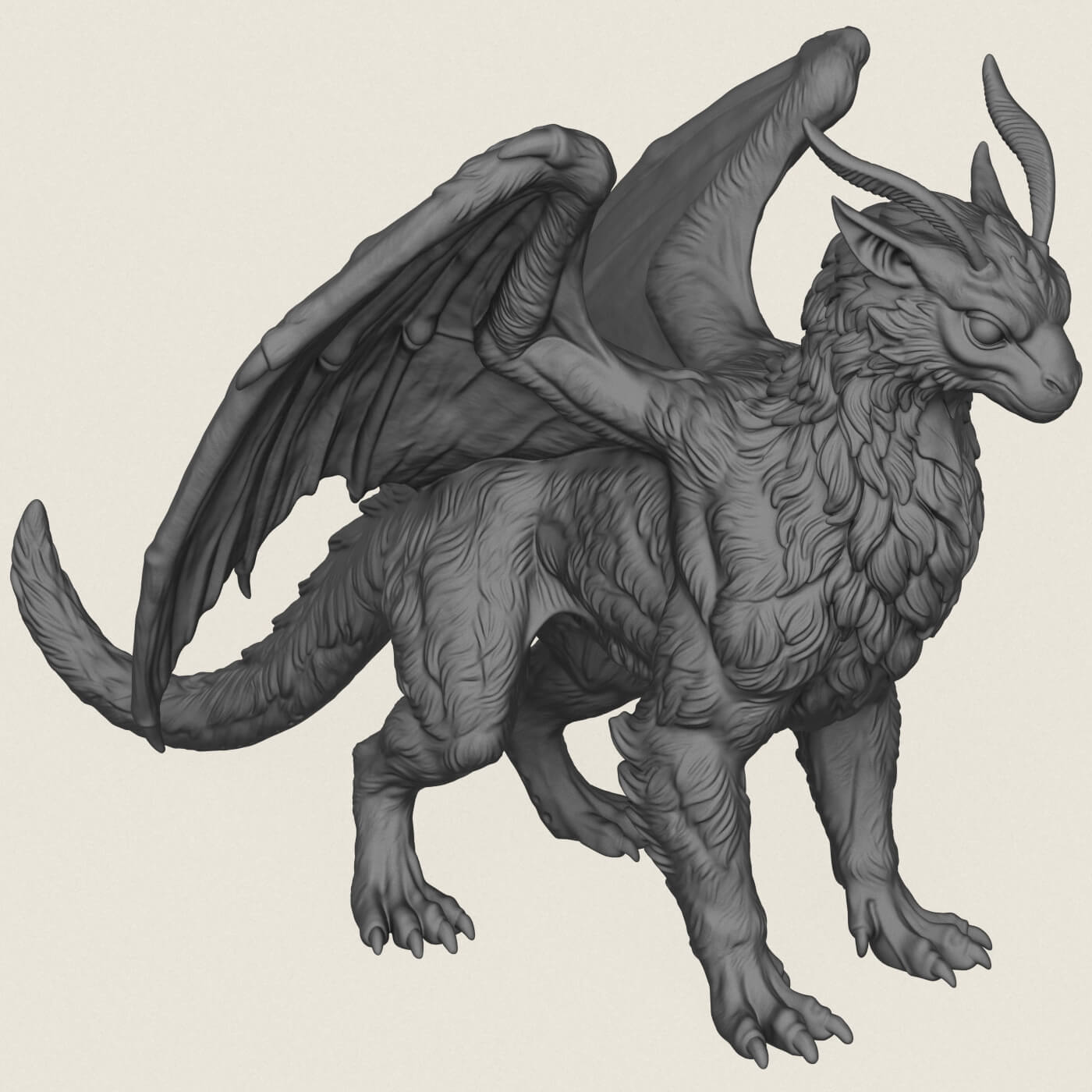 Feathered Dragon Miniature 3D Model