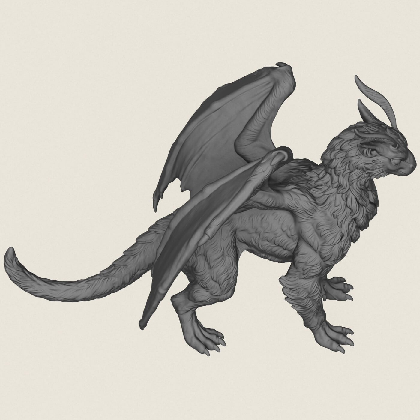 Feathered Dragon Miniature 3D Model