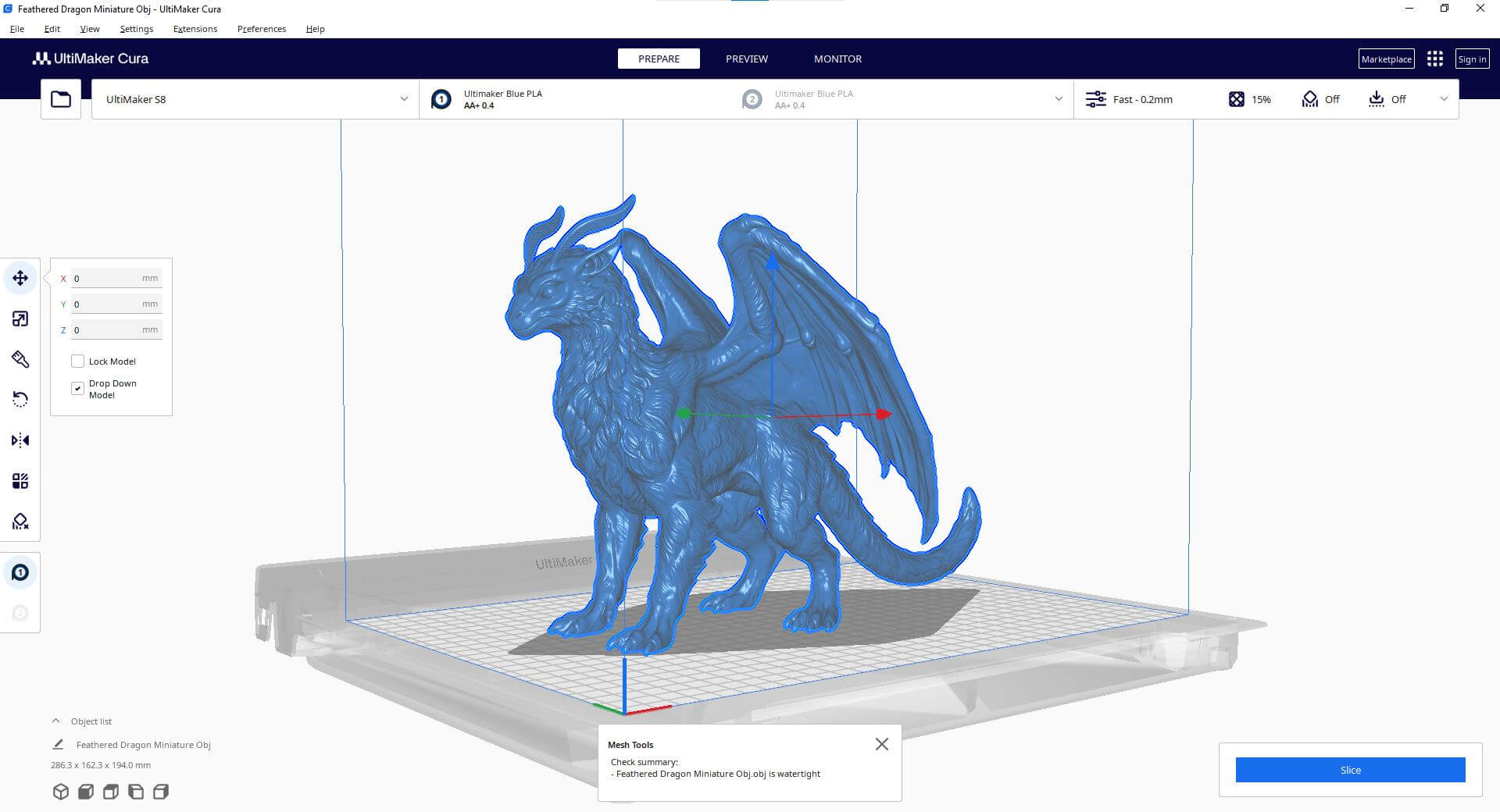 Feathered Dragon Miniature 3D Model