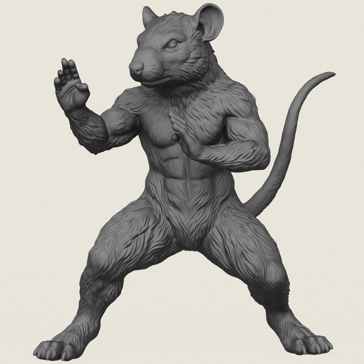 Fighter Rat Miniature Toy 3D Model