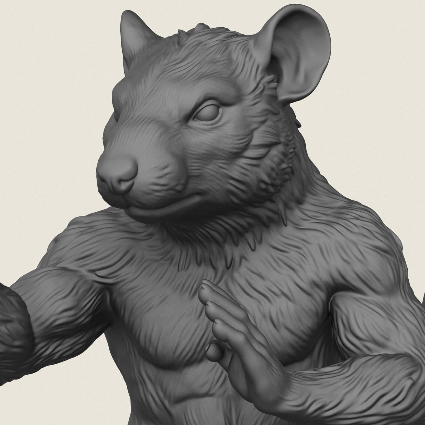 Fighter Rat Miniature Toy 3D Model