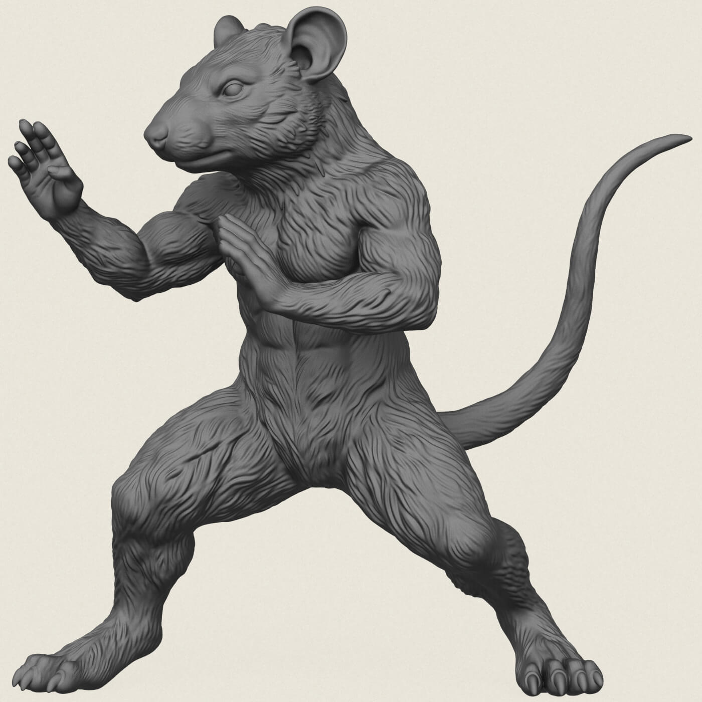 Fighter Rat Miniature Toy 3D Model