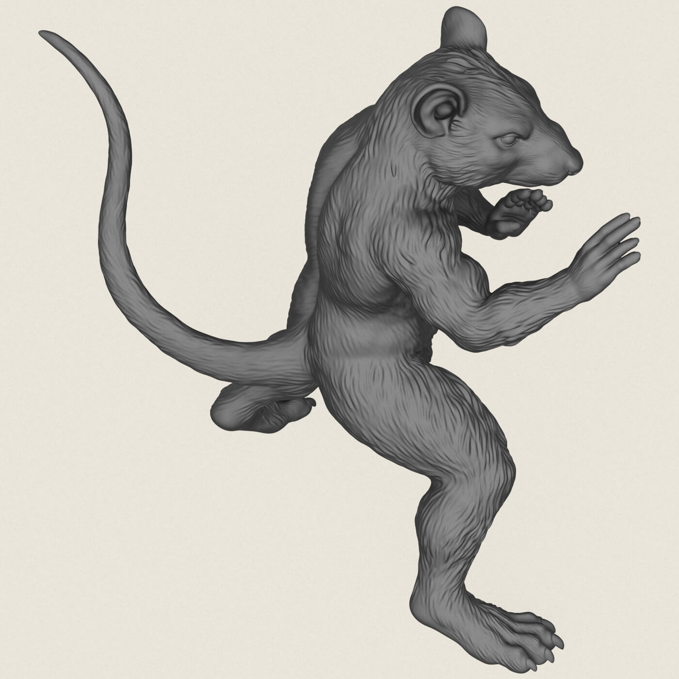 Fighter Rat Miniature Toy 3D Model