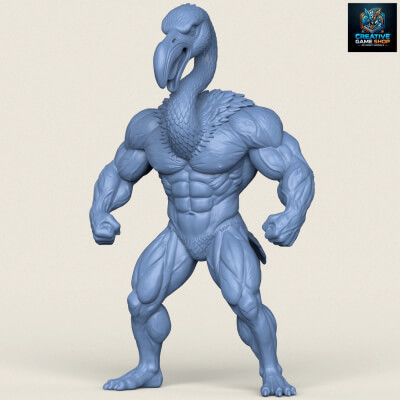 Flamingo Bird Bodybuilder Character