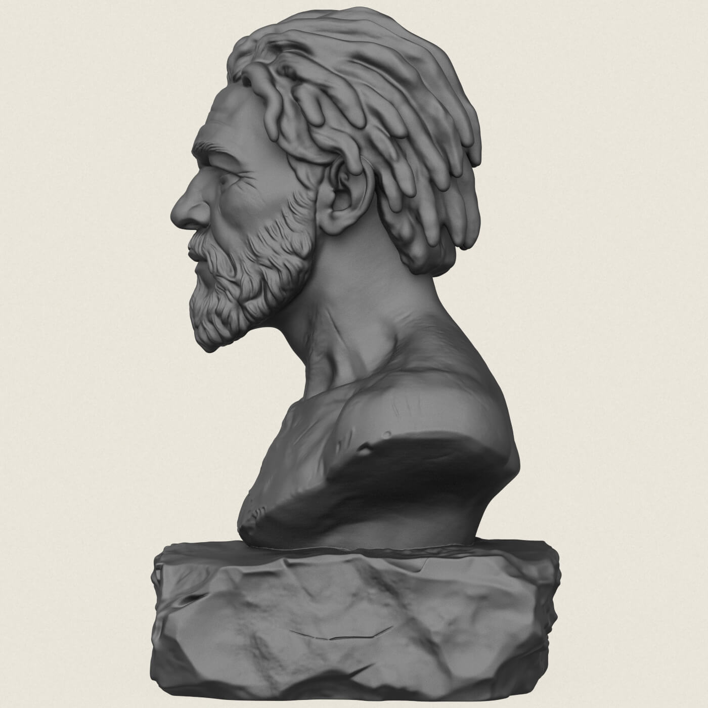 Prehistoric Caveman Bust Sculpture 3D Model