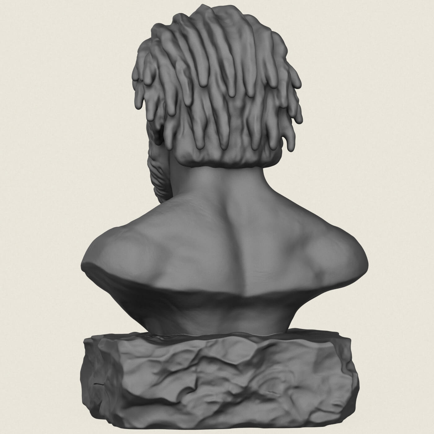 Prehistoric Caveman Bust Sculpture 3D Model