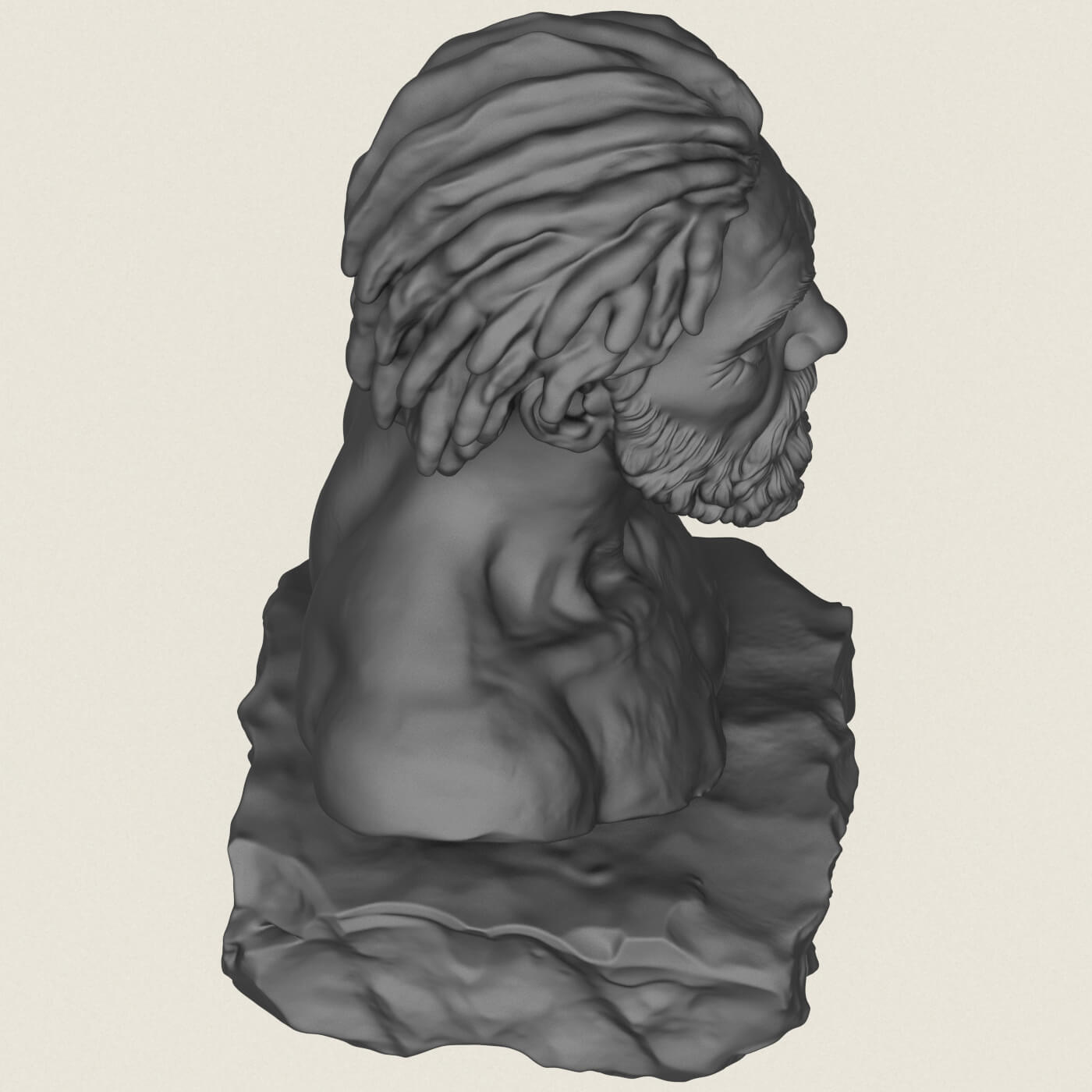 Prehistoric Caveman Bust Sculpture 3D Model