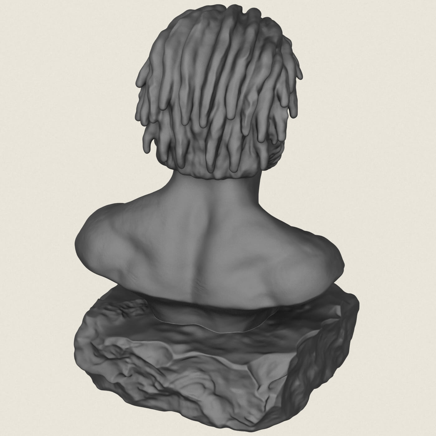 Prehistoric Caveman Bust Sculpture 3D Model