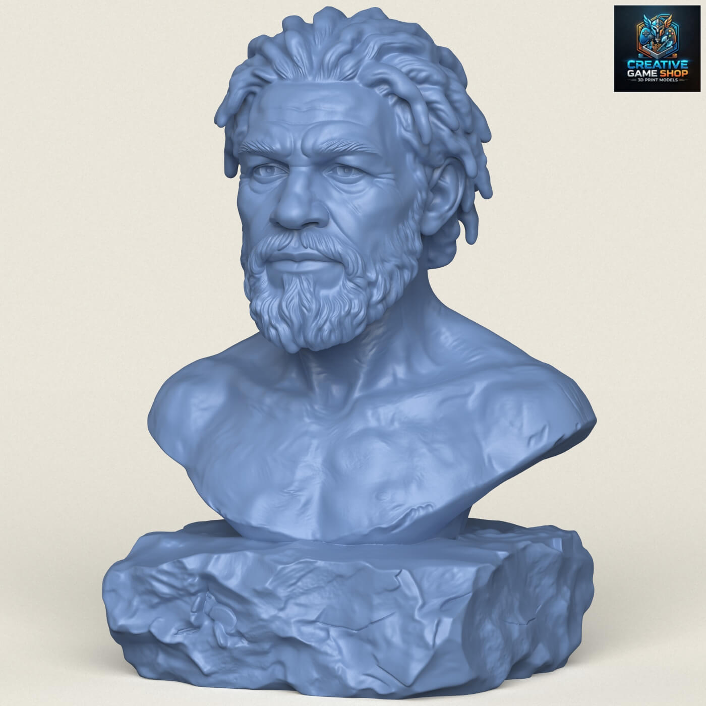 Prehistoric Caveman Bust Sculpture 3D Model