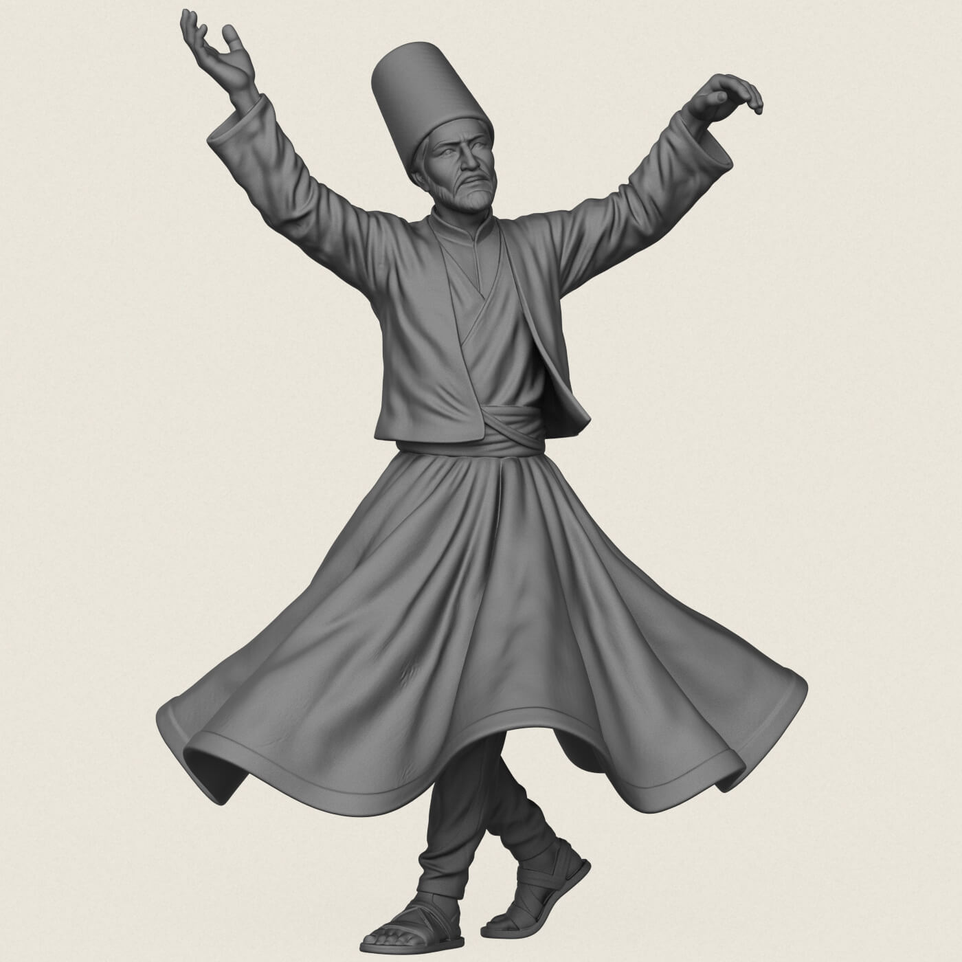 Sufi Dervish Dancer Statue 3D Model