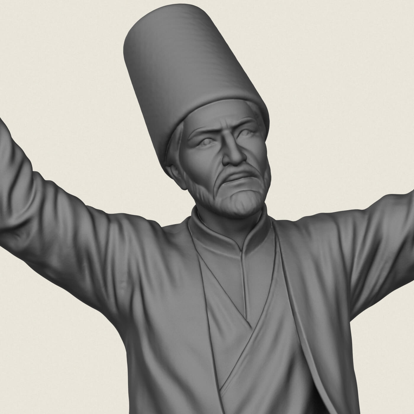Sufi Dervish Dancer Statue 3D Model