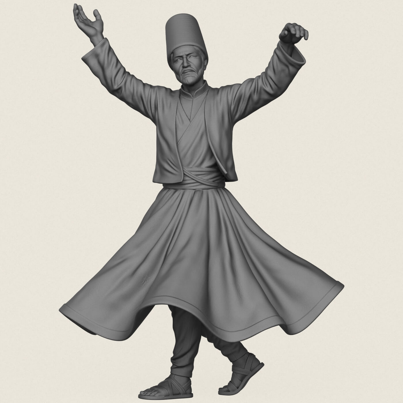 Sufi Dervish Dancer Statue 3D Model