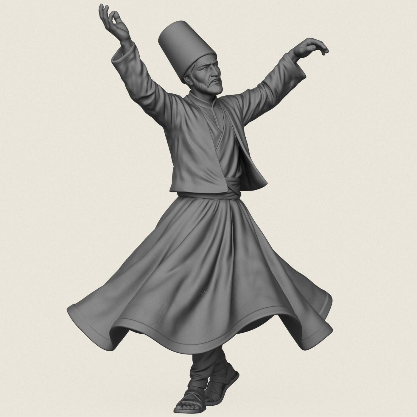 Sufi Dervish Dancer Statue 3D Model