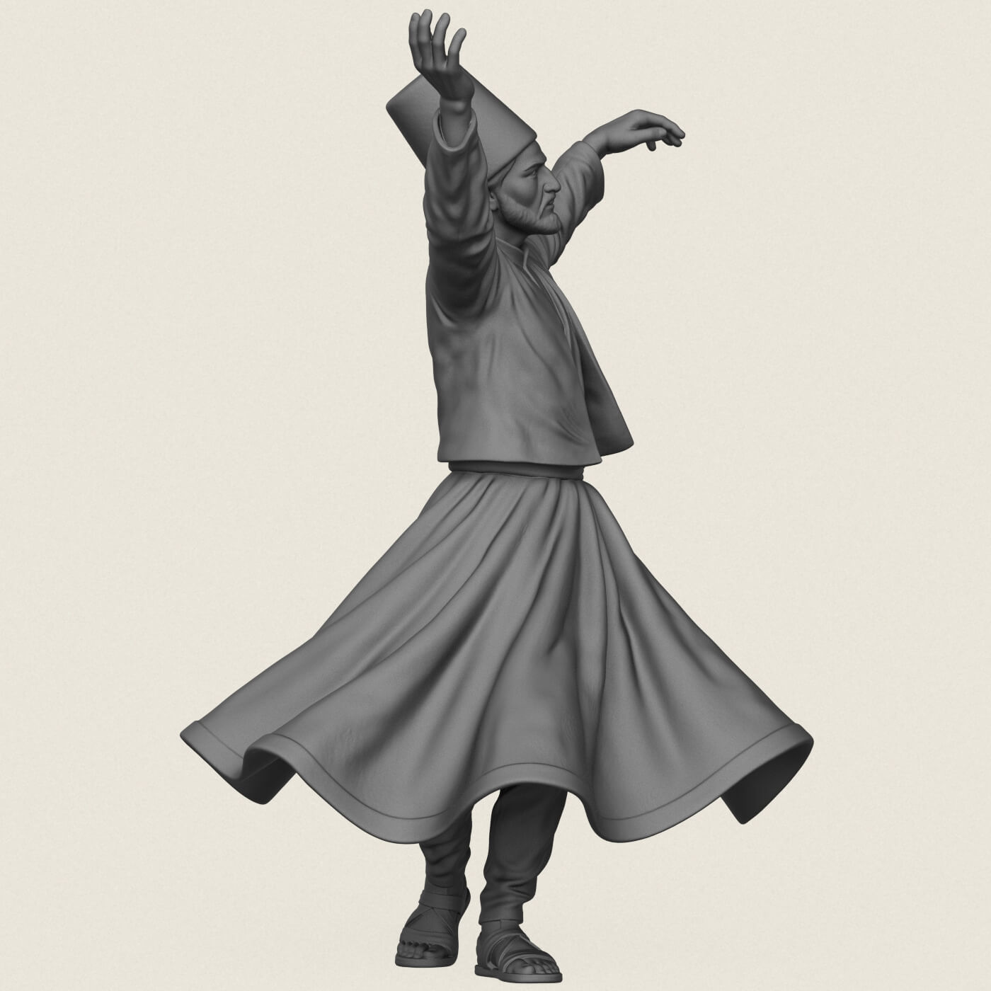 Sufi Dervish Dancer Statue 3D Model