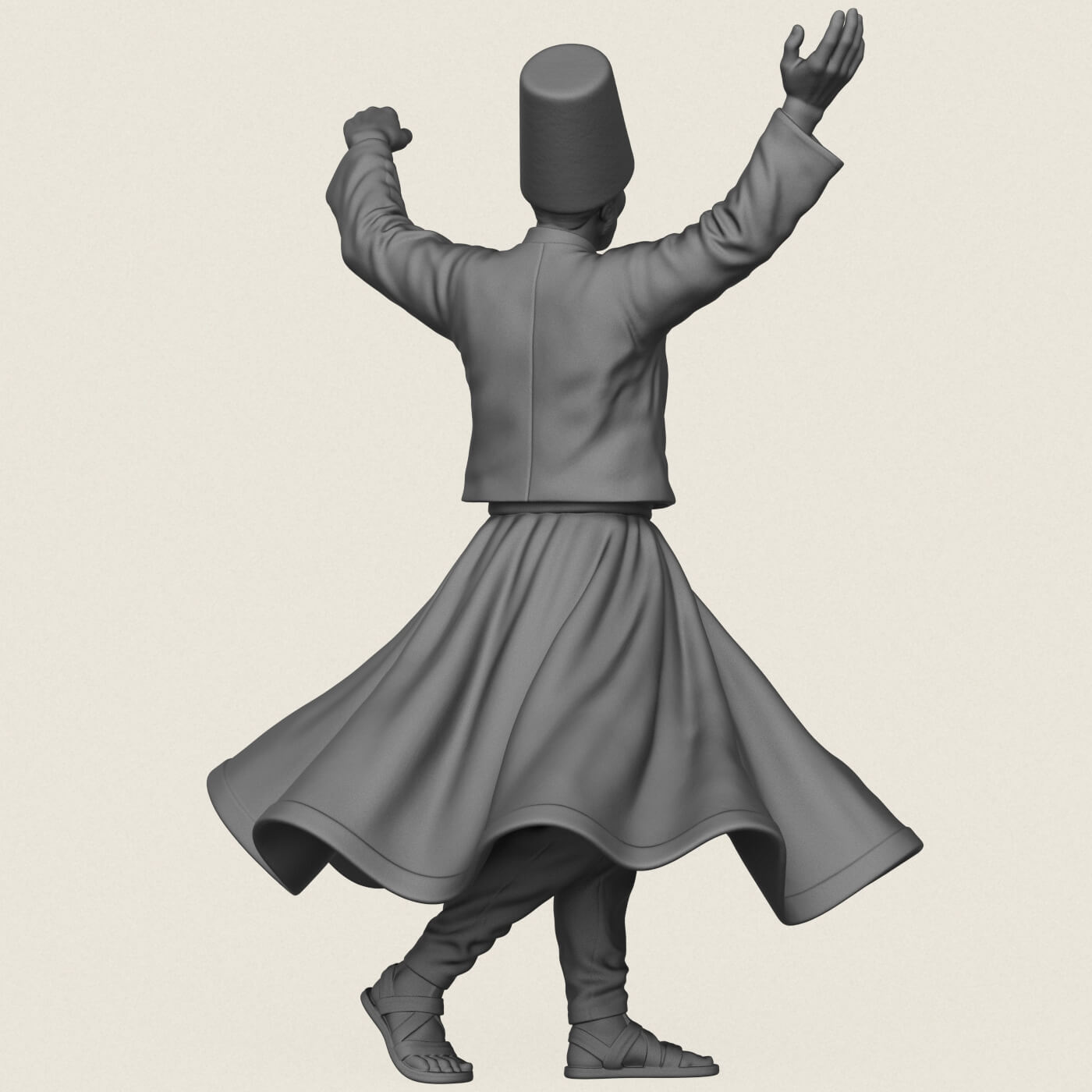 Sufi Dervish Dancer Statue 3D Model