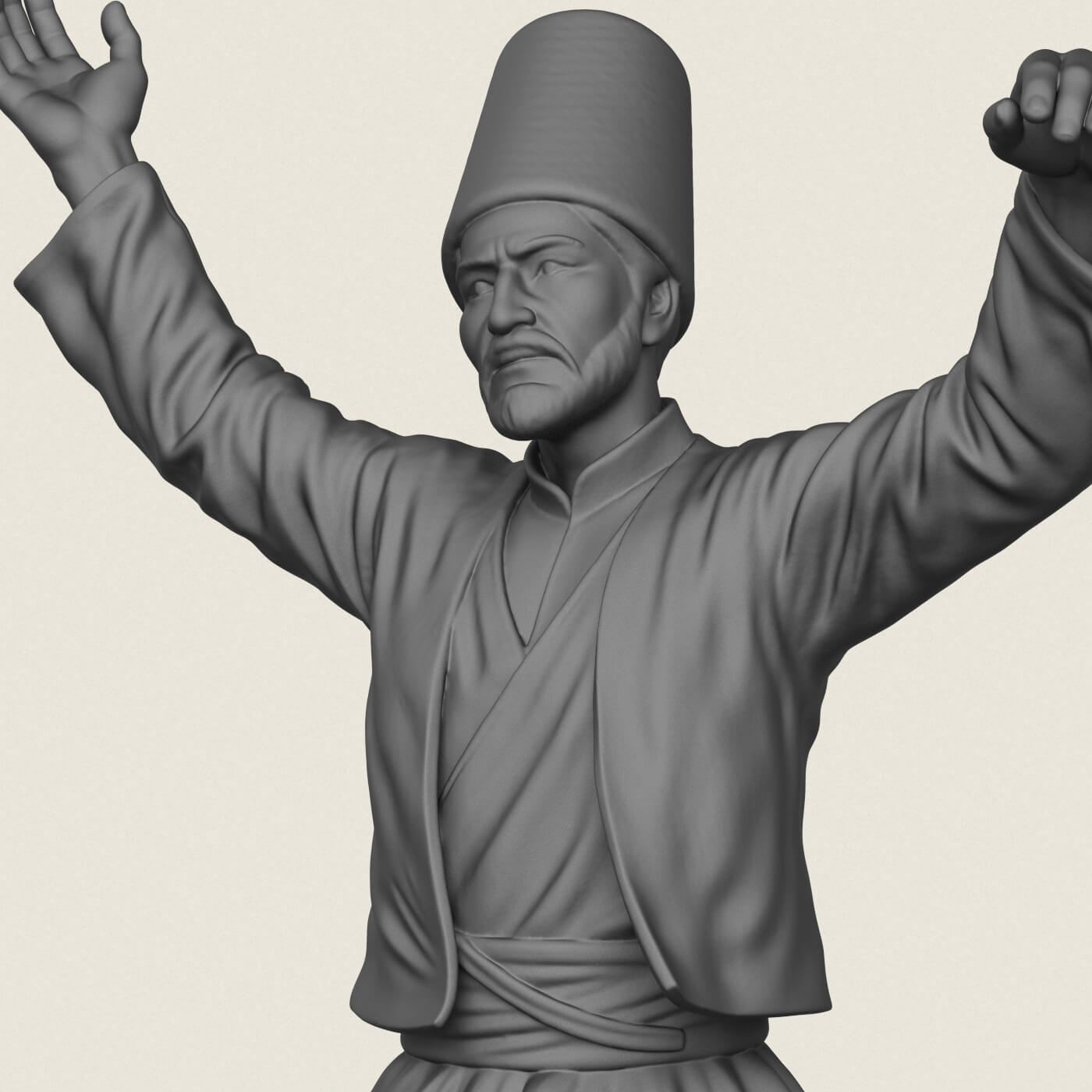Sufi Dervish Dancer Statue 3D Model