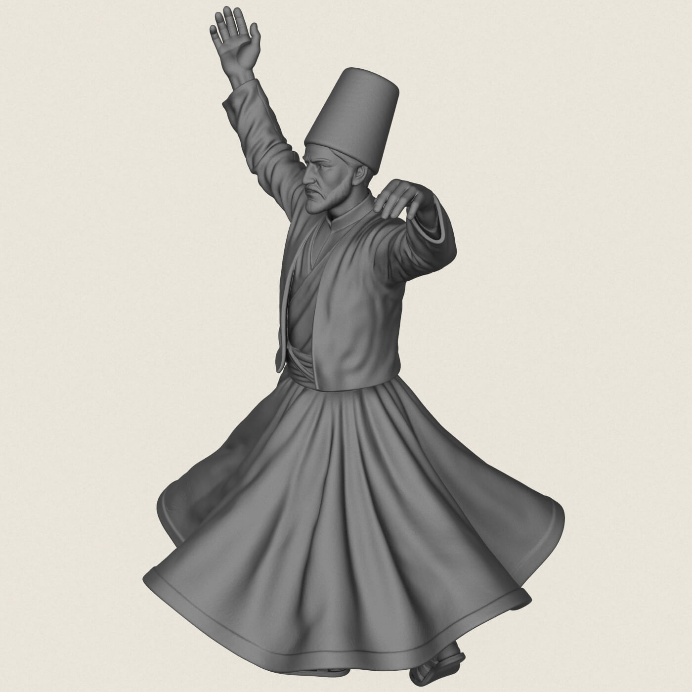 Sufi Dervish Dancer Statue 3D Model