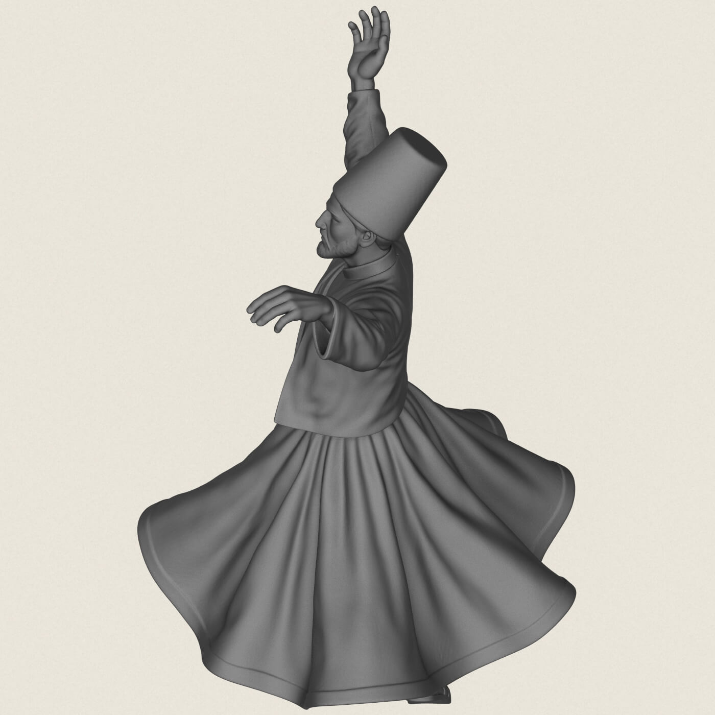Sufi Dervish Dancer Statue 3D Model