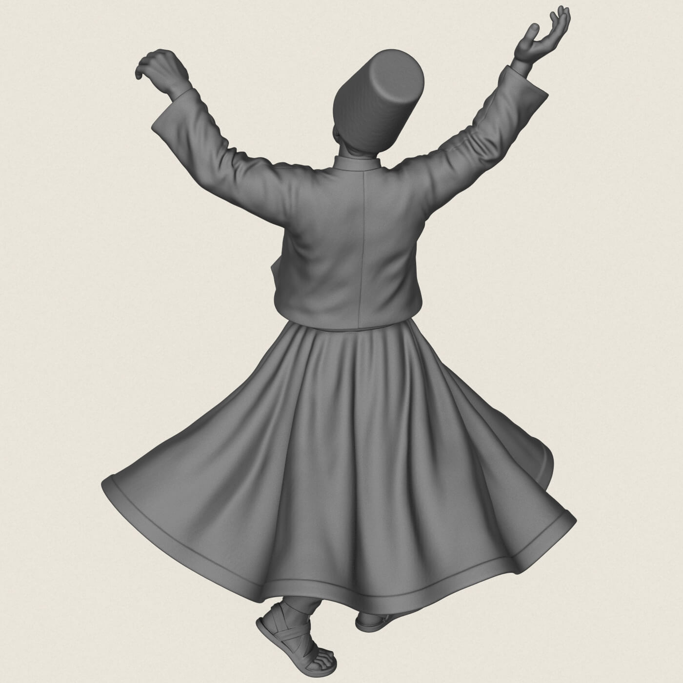 Sufi Dervish Dancer Statue 3D Model