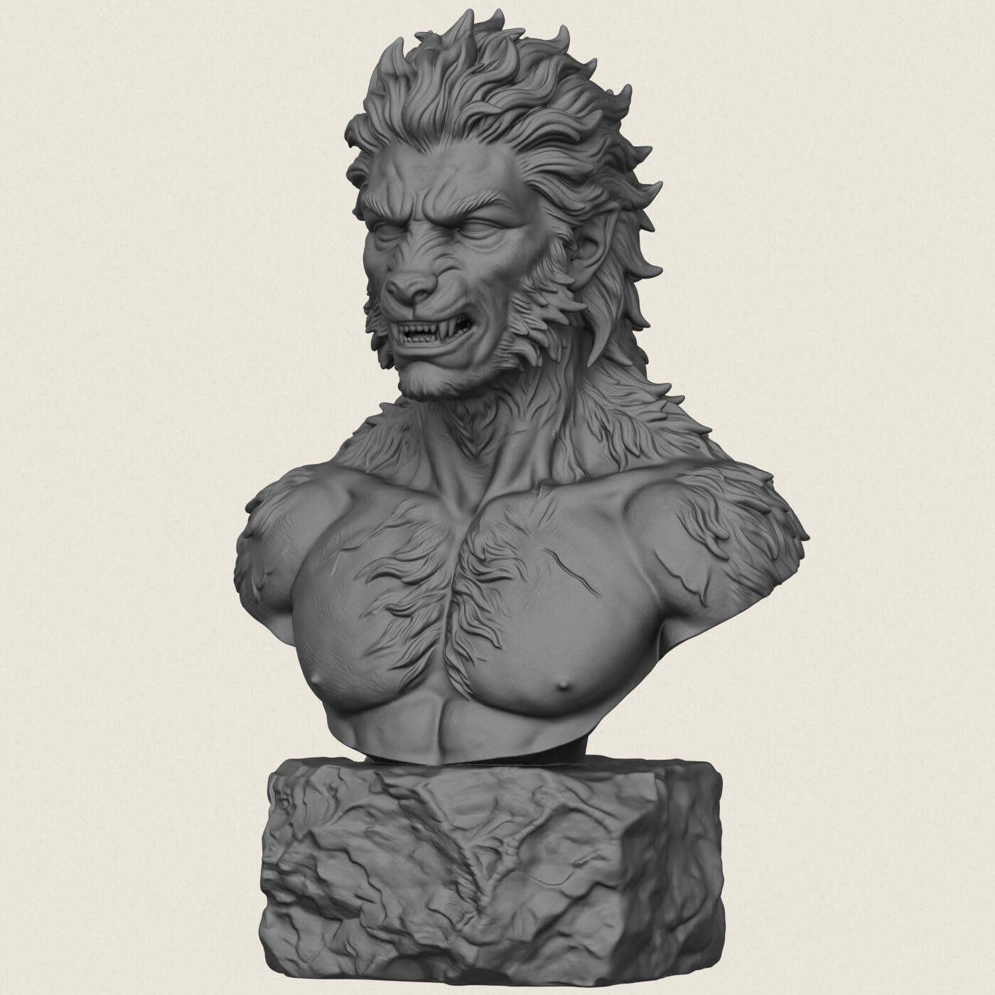 Werewolf Character Transformation Bust 3D Model