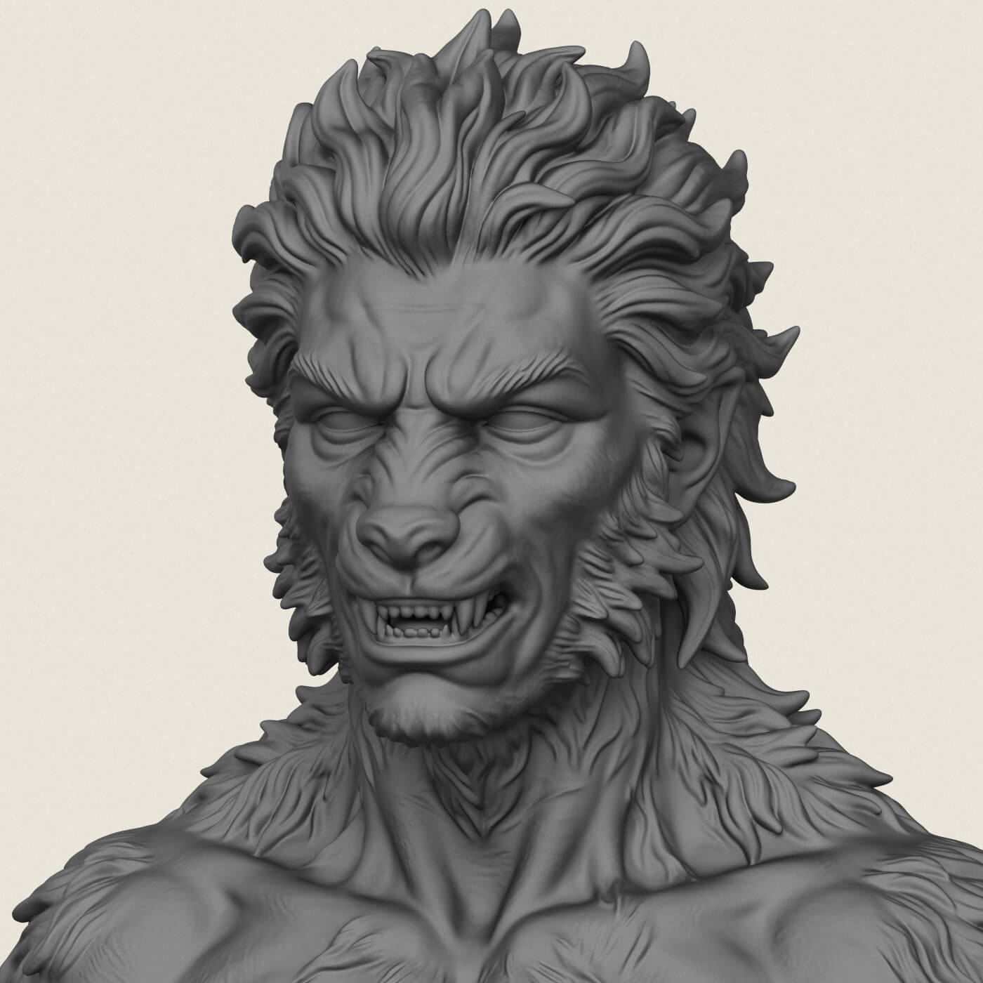 Werewolf Character Transformation Bust 3D Model