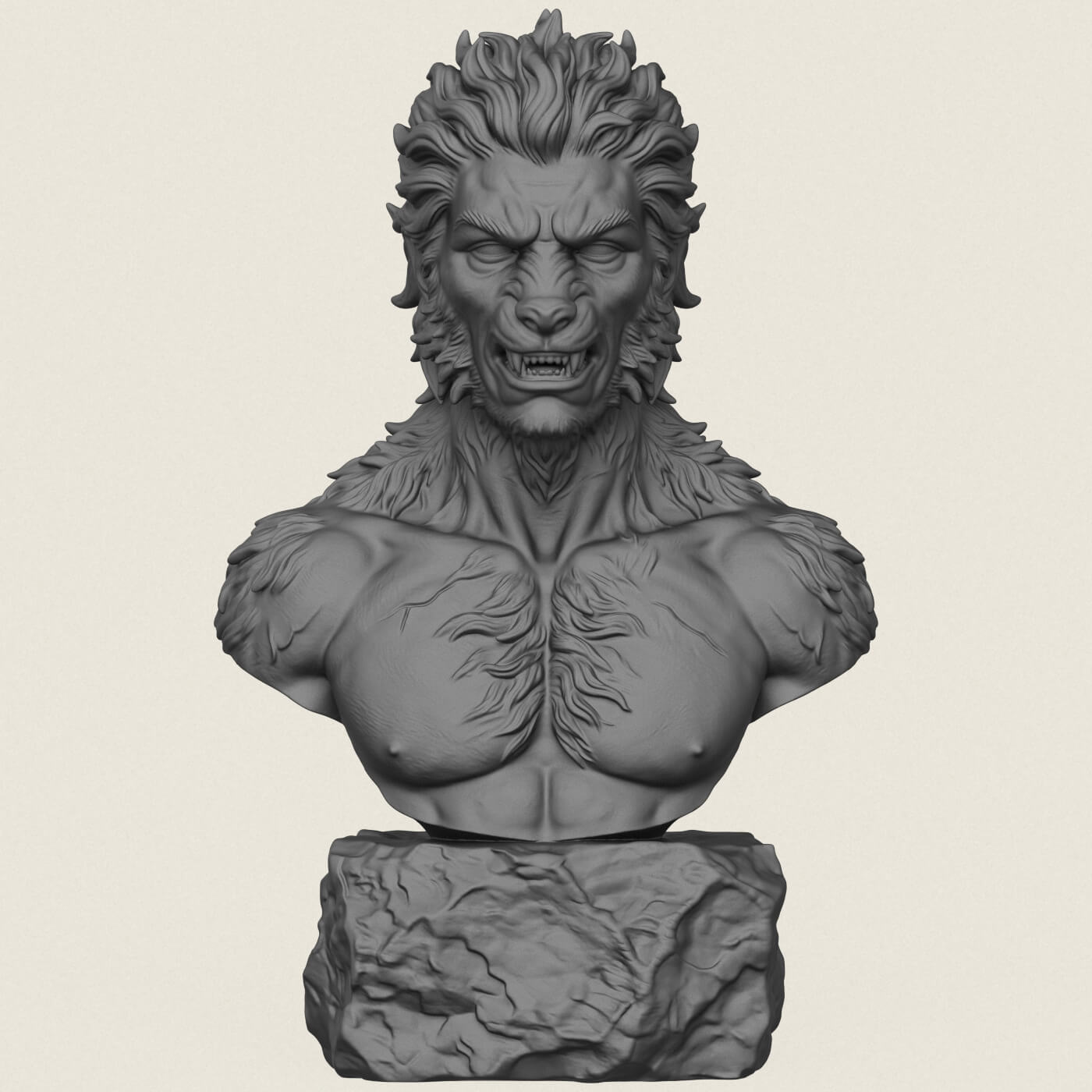 Werewolf Character Transformation Bust 3D Model