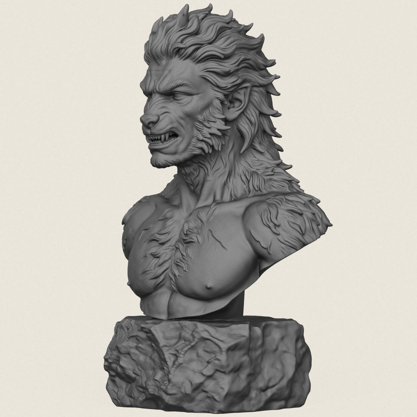 Werewolf Character Transformation Bust 3D Model