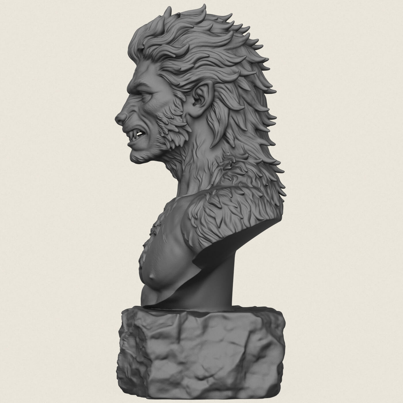 Werewolf Character Transformation Bust 3D Model