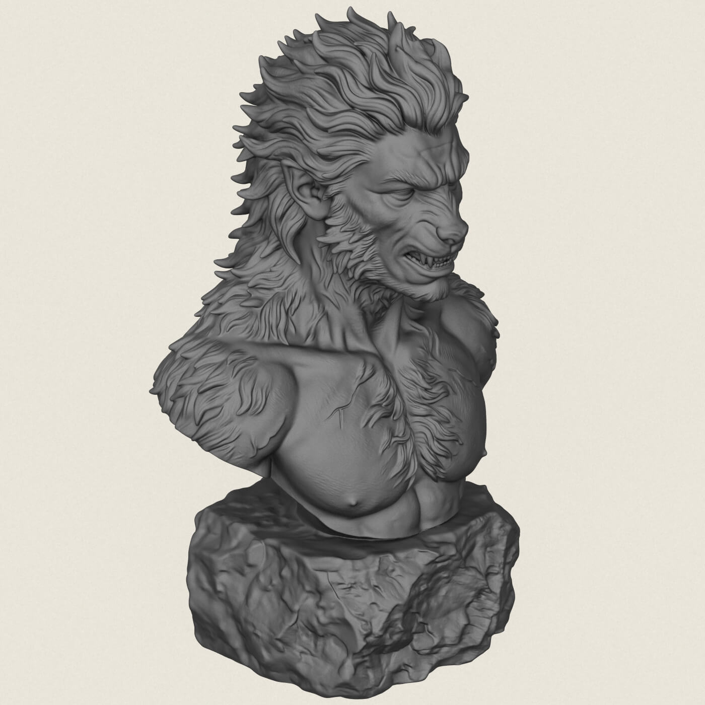 Werewolf Character Transformation Bust 3D Model