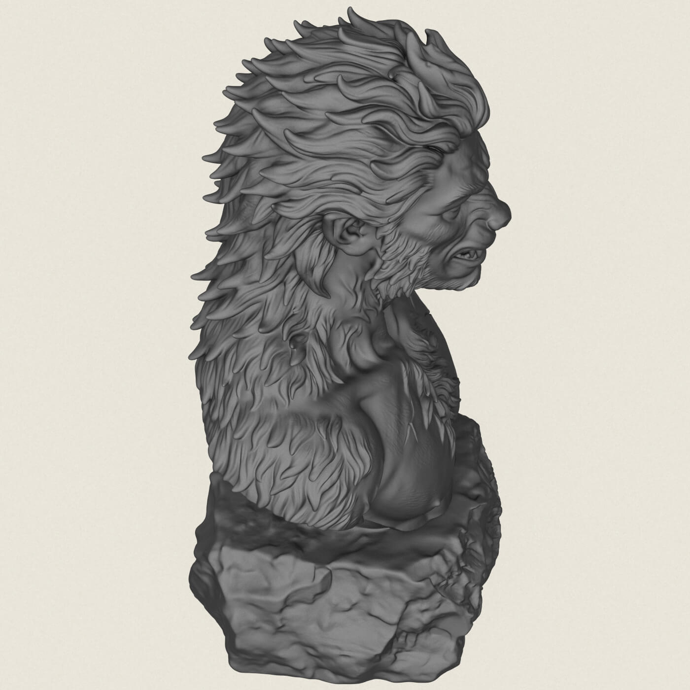 Werewolf Character Transformation Bust 3D Model