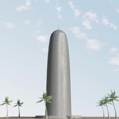 Doha Tower Burj Doha Qatar Low Poly 3D Model
