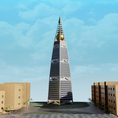 Al Faisaliah Tower Riyadh Low Poly 3D Model