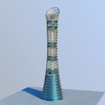 Aspire Tower Doha Low Poly 3D Model