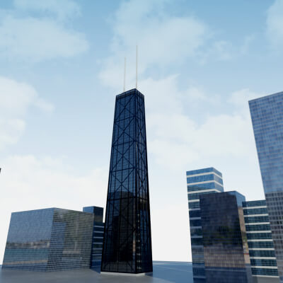 John Hancock Center 875 North Michigan Avenue Low Poly 3D Mo