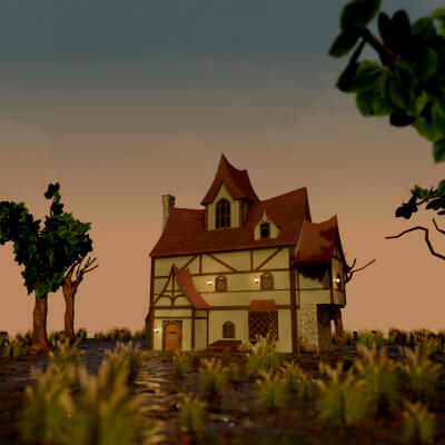Medieval Fantasy House 3D Model Low Poly