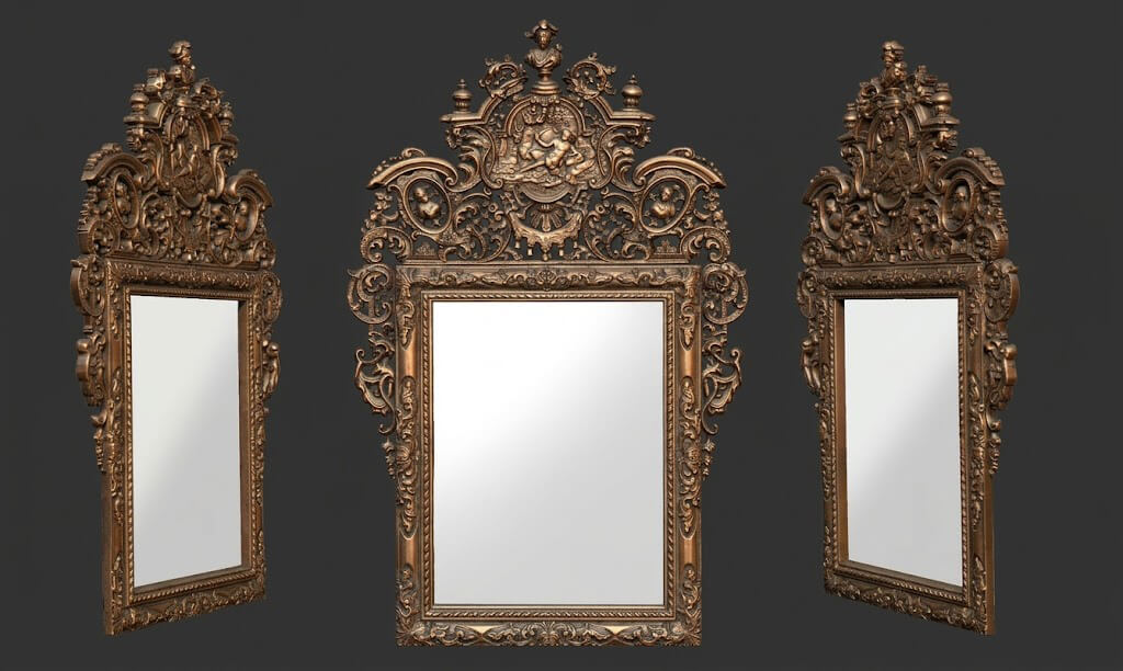 Classic Baroque Mirror Frame 2.5d 3d Model 3D Model